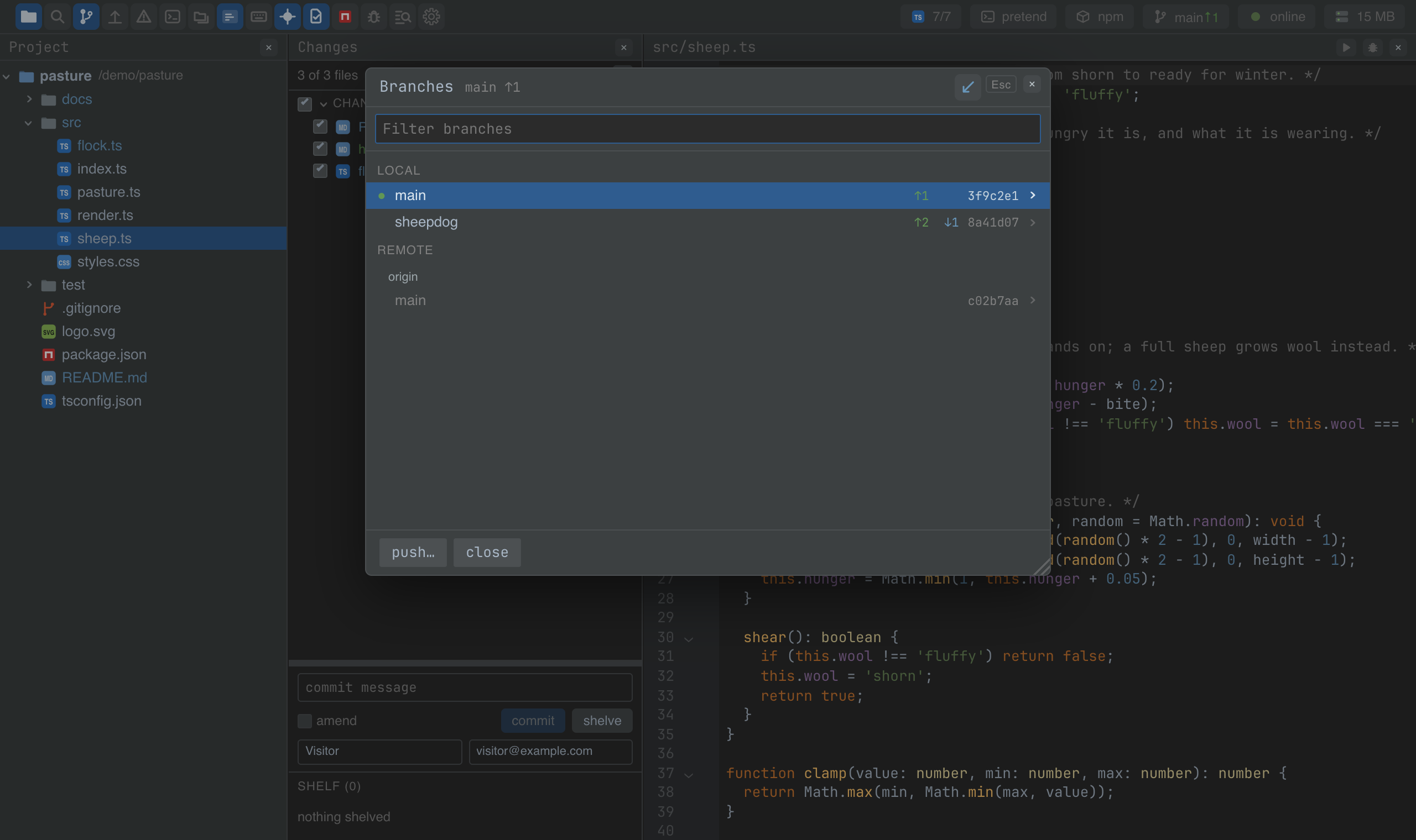 Darcula across the tree, the editor and a popup